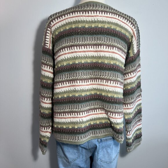 Curio Hand Knit Women's Sweater, Neutral Stripe, Size L, Cotton/Ramie Blend - Picture 7 of 8